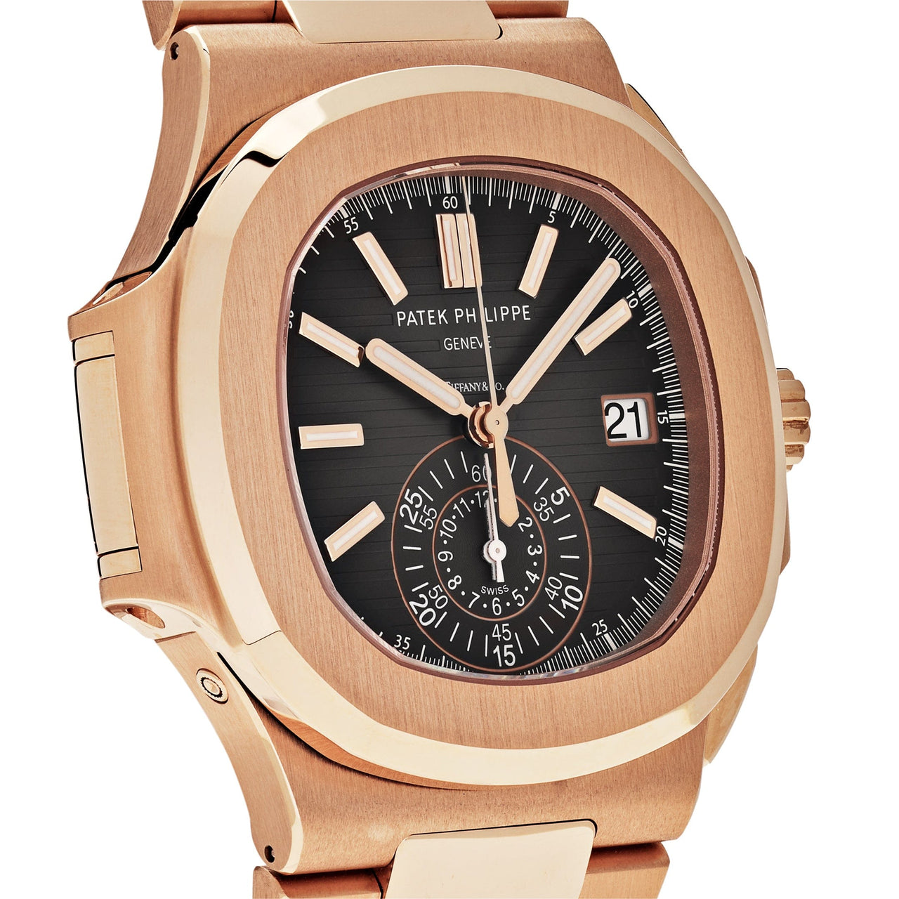 Luxury Watch Patek Philippe Nautilus Chronograph Date Rose Gold Tiffany & Co. Dial 5980/1R-001 Wrist Aficionado