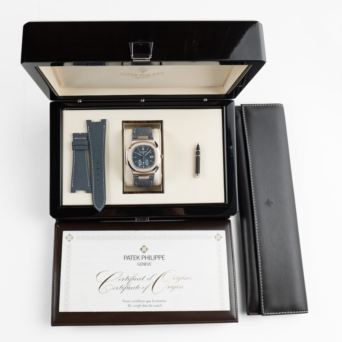 Patek Philippe Nautilus 5980/60G-001 'Denim' Flyback Chronograph White Gold Blue-Gray Dial (2024)
