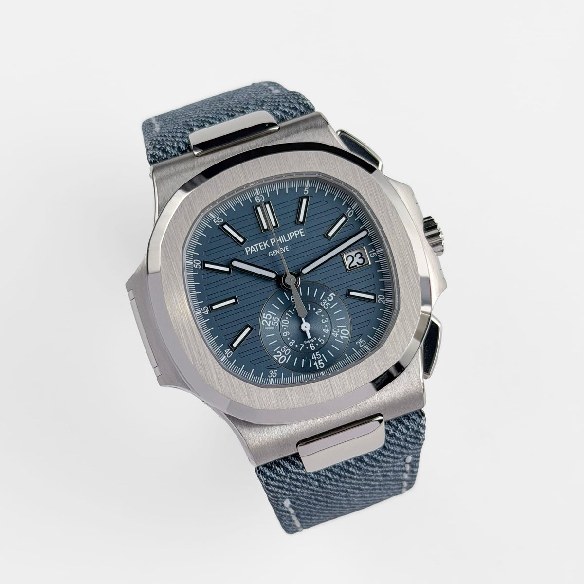 Patek Philippe Nautilus 5980/60G-001 'Denim' Flyback Chronograph White Gold Blue-Gray Dial (2024)