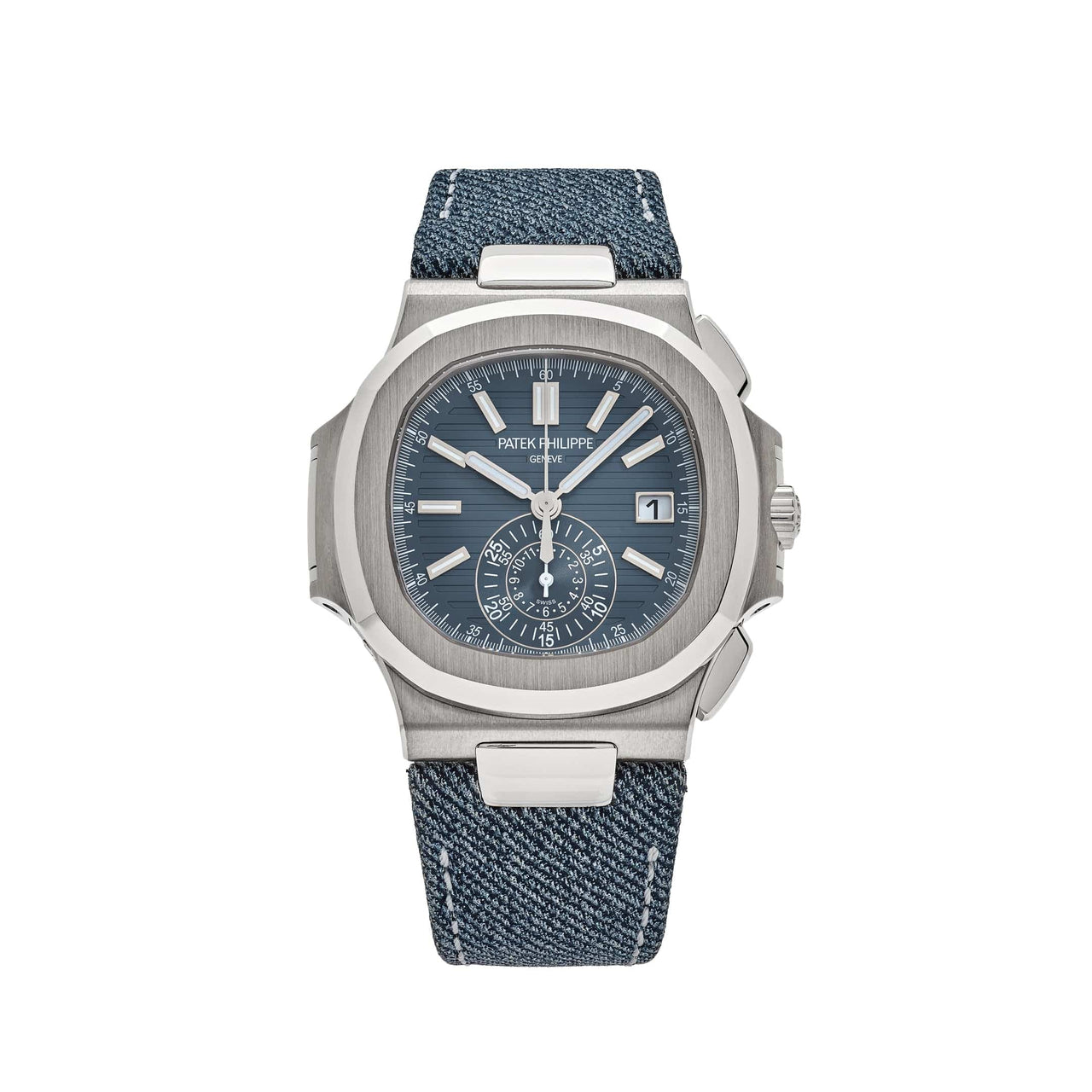 Patek Philippe Nautilus 5980/60G-001 Flyback Chronograph White Gold Blue-Gray Dial (2024)