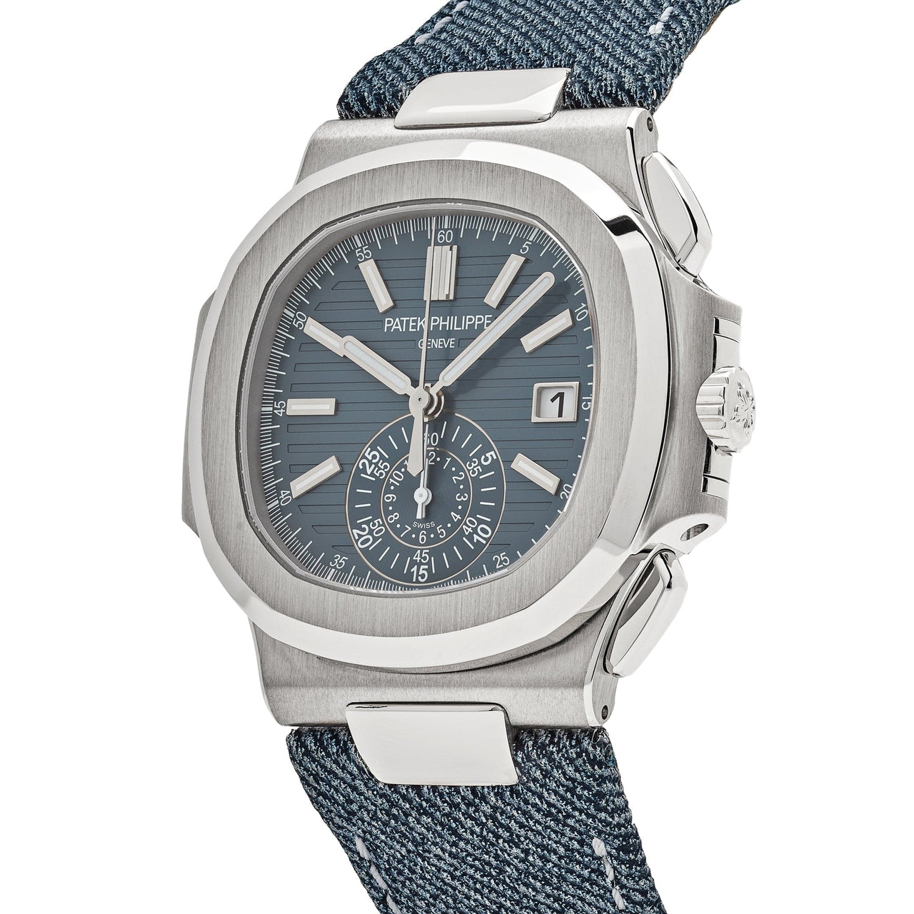 Patek Philippe Nautilus 5980/60G-001 Flyback Chronograph White Gold Blue-Gray Dial (2024)