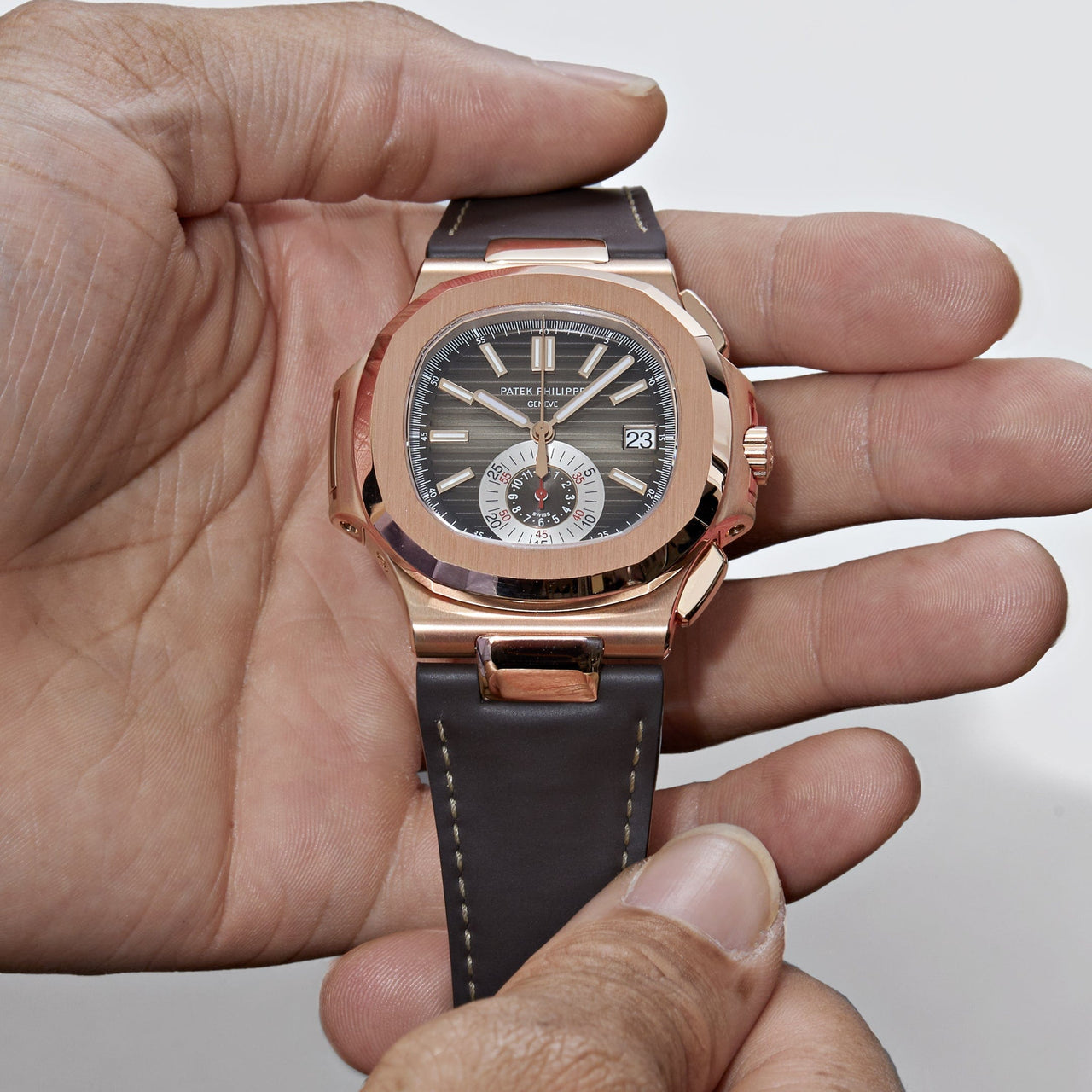 Patek Philippe Nautilus 5980R-001 Chronograph Date Rose Gold Brown Dial (2017)