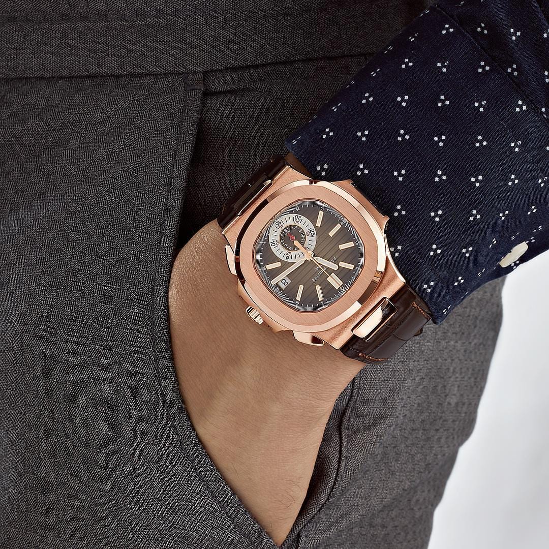 Patek Philippe Nautilus 5980R-001 Flyback Chronograph Date Rose Gold Black Brown Dial (2019)