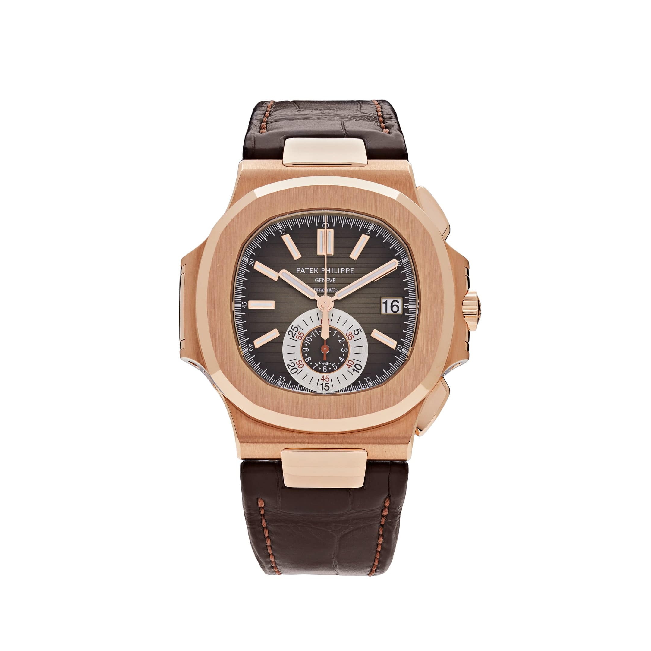 Luxury Watch Patek Philippe Nautilus Chronograph Date Tiffany Dial 5980R-001 Wrist Aficionado