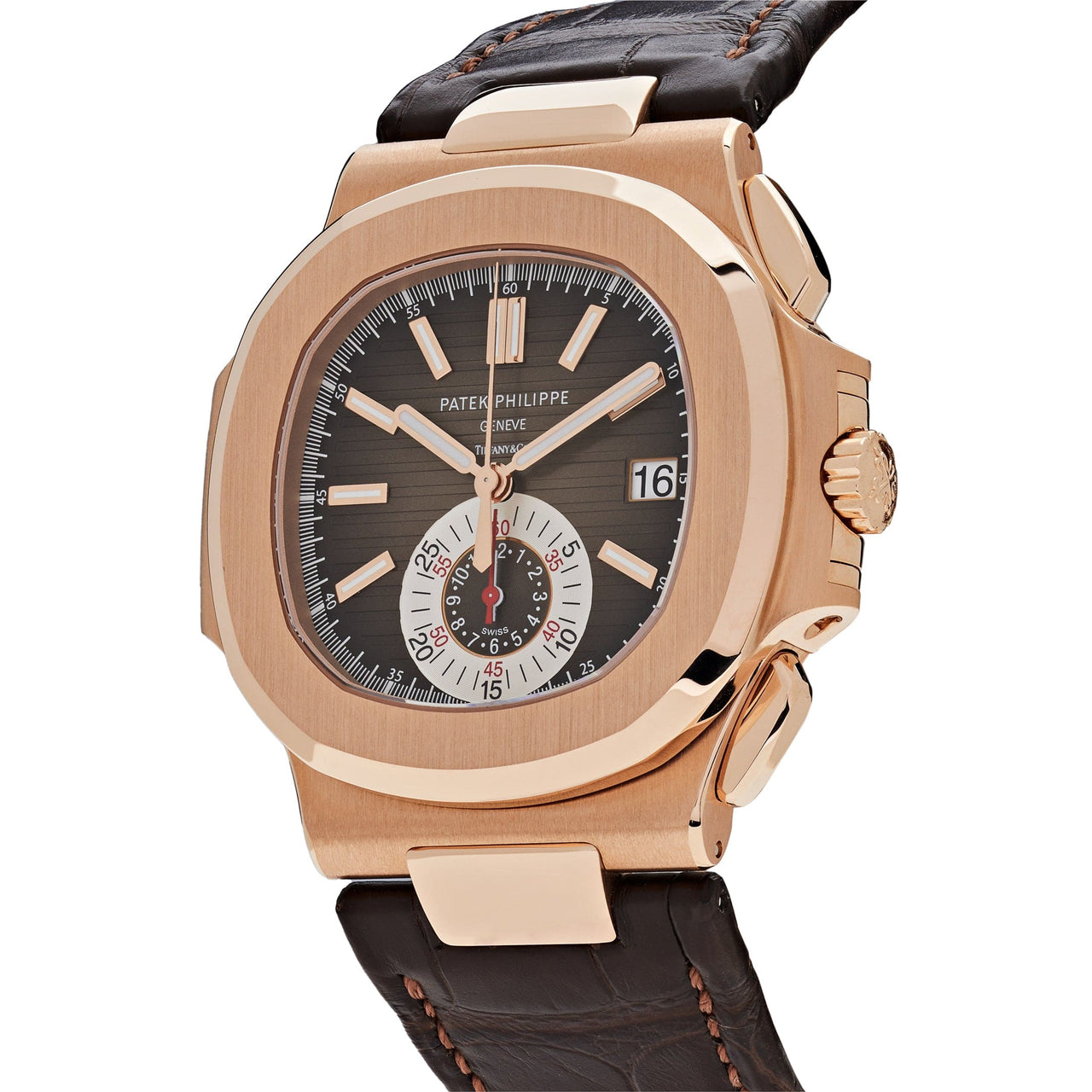 Luxury Watch Patek Philippe Nautilus Chronograph Date Tiffany Dial 5980R-001 Wrist Aficionado