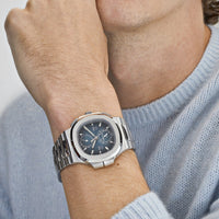Thumbnail for Patek Philippe Nautilus Travel Time Flyback Chronograph Blue Dial 5990/1A-011 Wrist Aficionado