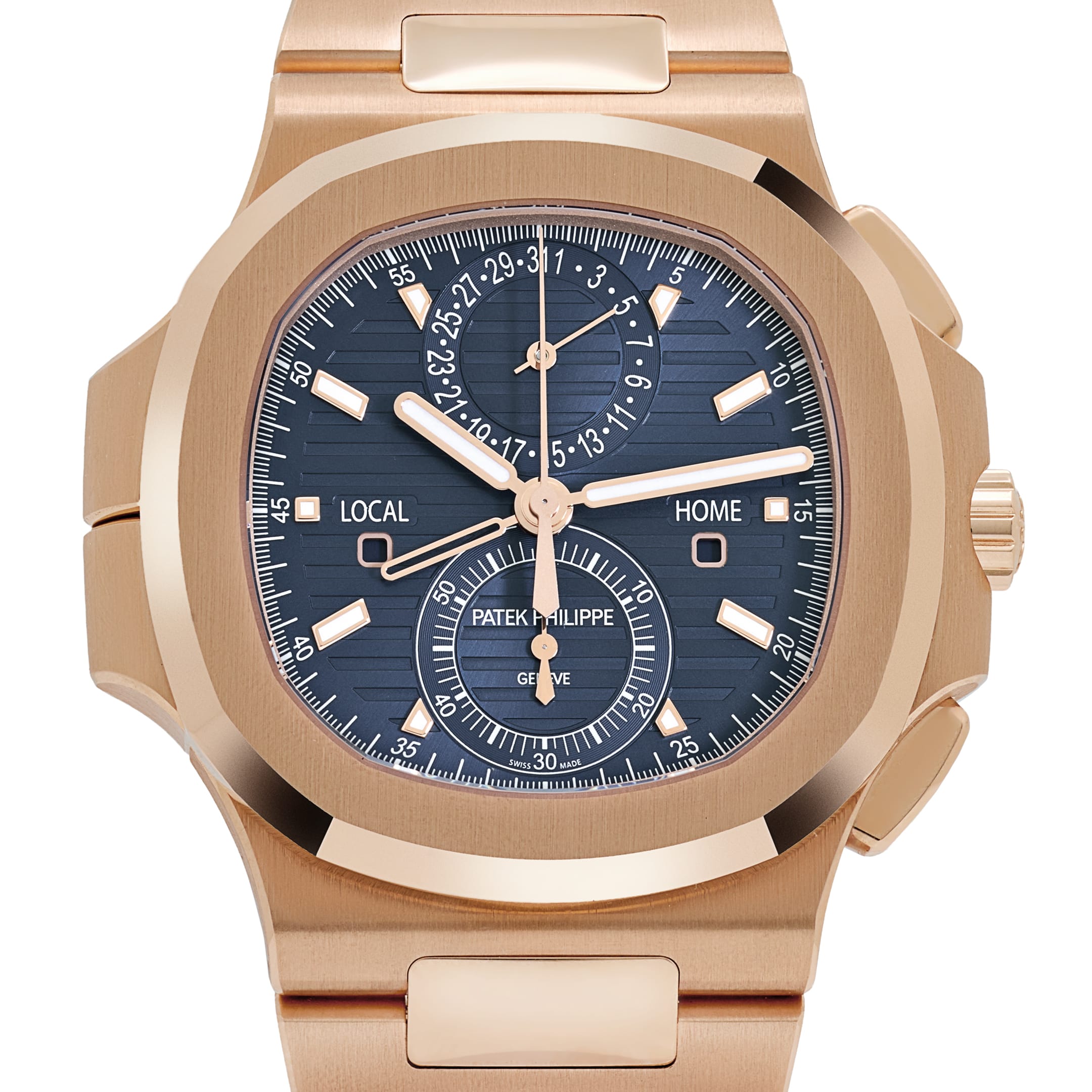 Patek Philippe Nautilus 5990/1R-001 Travel Time Flyback Chronograph Rose Gold Blue Dial (2024)