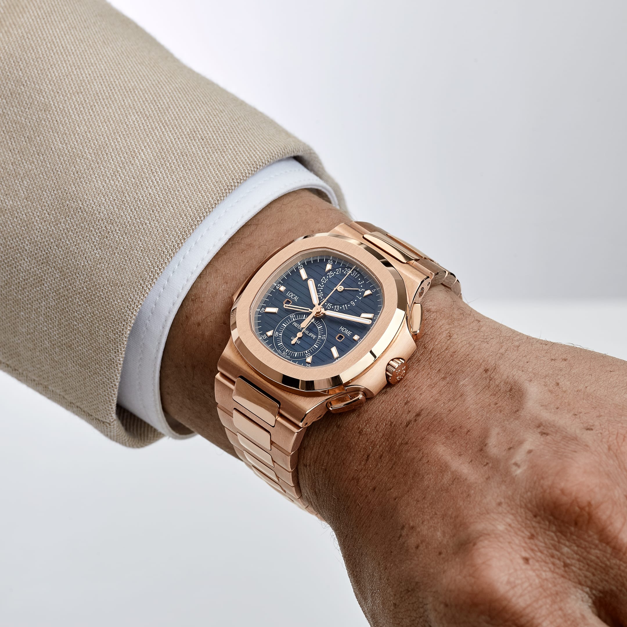 Patek Philippe Nautilus 5990/1R-001 Travel Time Flyback Chronograph Rose Gold Blue Dial (2024)