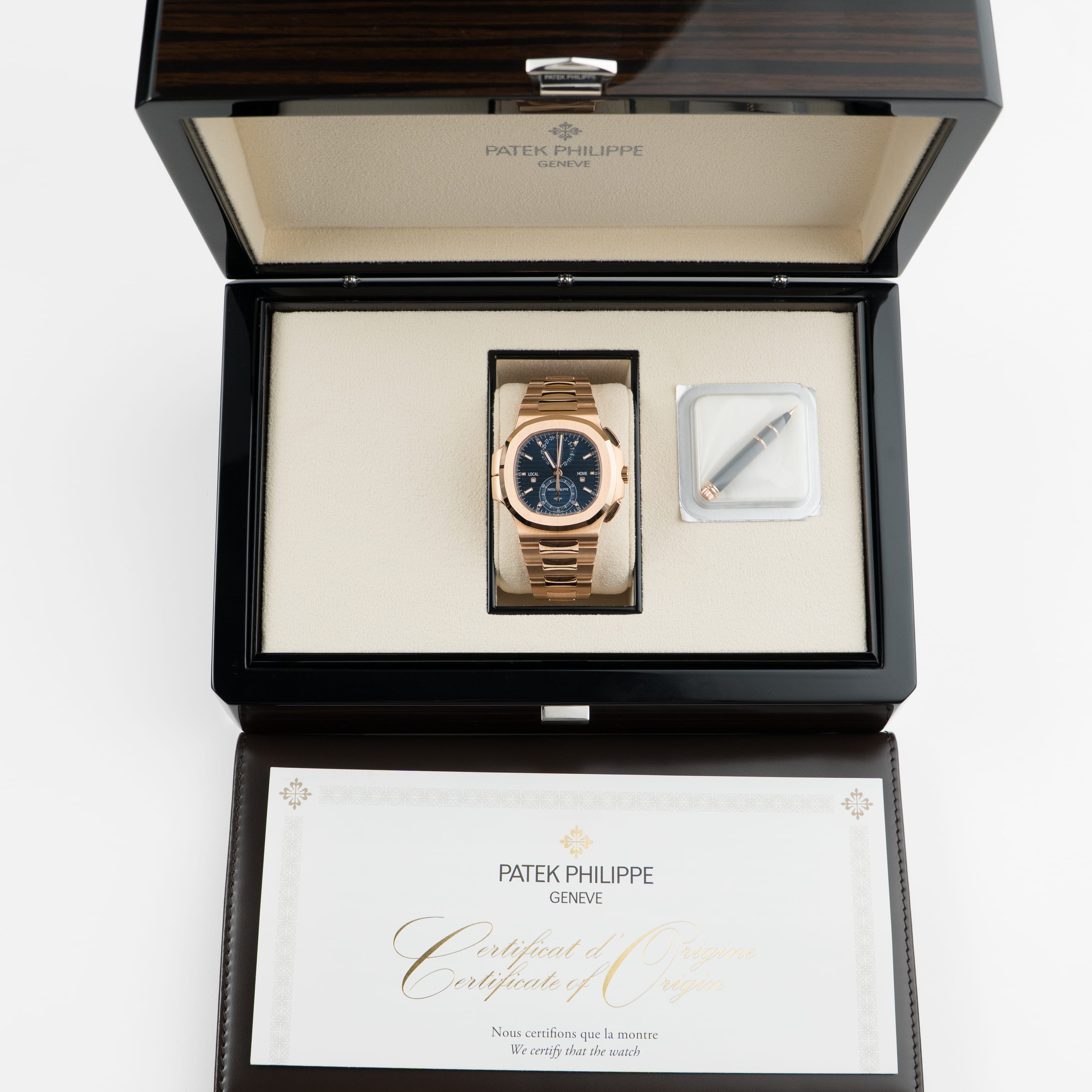 Patek Philippe Nautilus 5990/1R-001 Travel Time Flyback Chronograph Rose Gold Blue Dial (2024)
