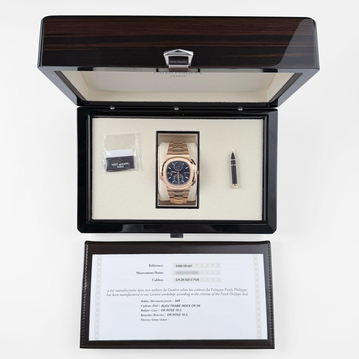 Patek Philippe Nautilus 5990/1R-001 Travel Time Flyback Chronograph Rose Gold Blue Dial (2024)