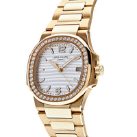 Thumbnail for Luxury Watch Patek Philippe Ladies Nautilus Quartz Rose Gold Diamond Bezel 7010/1R-011 Wrist Aficionado