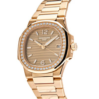 Thumbnail for Luxury Watch Patek Philippe Ladies Nautilus Quartz Rose Gold Diamond Bezel 7010/1R-012 Wrist Aficionado
