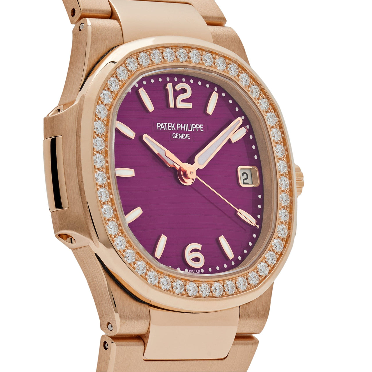 Patek Philippe Nautilus 7010/1R-013 'Ladies' Quartz Rose Gold Purple Diamond Bezel (2024)