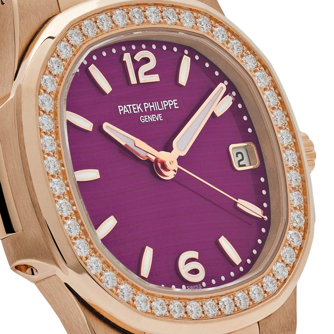 Patek Philippe Nautilus 7010/1R-013 'Ladies' Quartz Rose Gold Purple Diamond Bezel