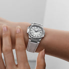 Patek Philippe Nautilus 7010G 'Ladies' White Gold Silver Dial Diamond Bezel Quartz