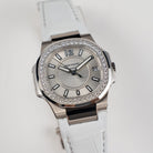 Patek Philippe Nautilus 7010G 'Ladies' White Gold Silver Dial Diamond Bezel Quartz