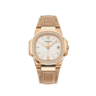 Patek Philippe Nautilus 7010R-011 'Ladies' Rose Gold Silvery Opaline Dial Diamond Bezel