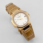 Patek Philippe Nautilus 7010R-011 'Ladies' Rose Gold Silvery Opaline Dial Diamond Bezel
