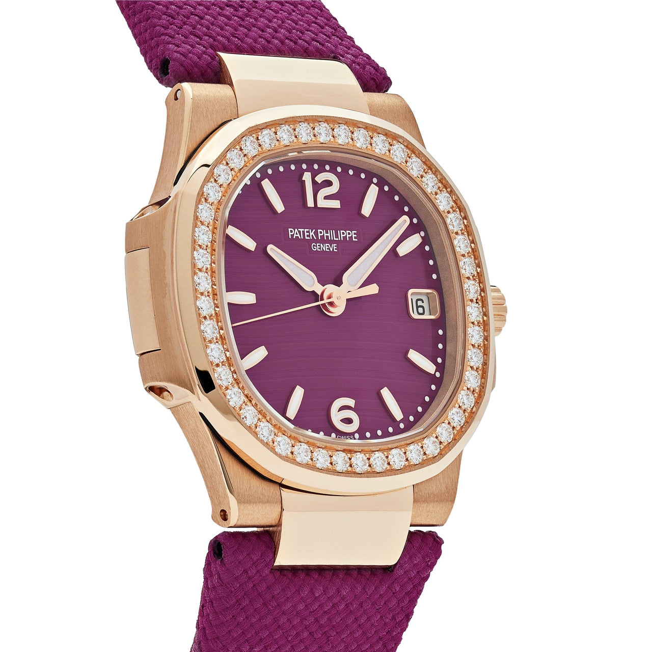 Patek Philippe Nautilus 7010R-013 'Ladies' Rose Gold Purple Dial Diamond Bezel (2024)