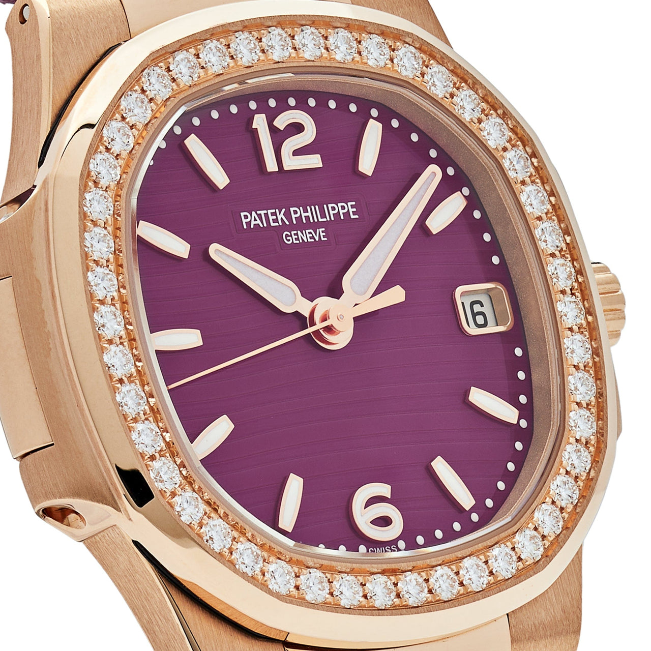 Patek Philippe Nautilus 7010R-013 'Ladies' Rose Gold Purple Dial Diamond Bezel (2024)