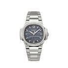 Patek Philippe Nautilus 7018/1A-010 'Ladies' Stainless Steel Blue Mother Of Pearl Dial Diamond Bezel