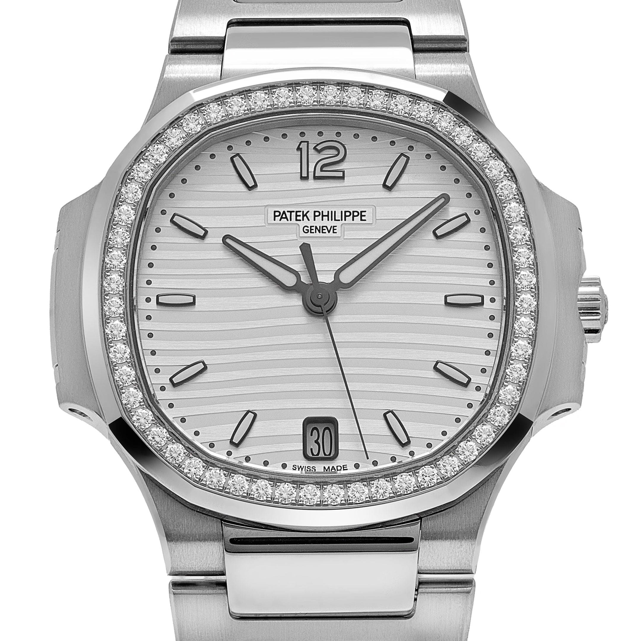 Patek Philippe Nautilus 7118/1200A-010 'Ladies' Stainless Steel Silver Dial Diamond Bezel (2022)
