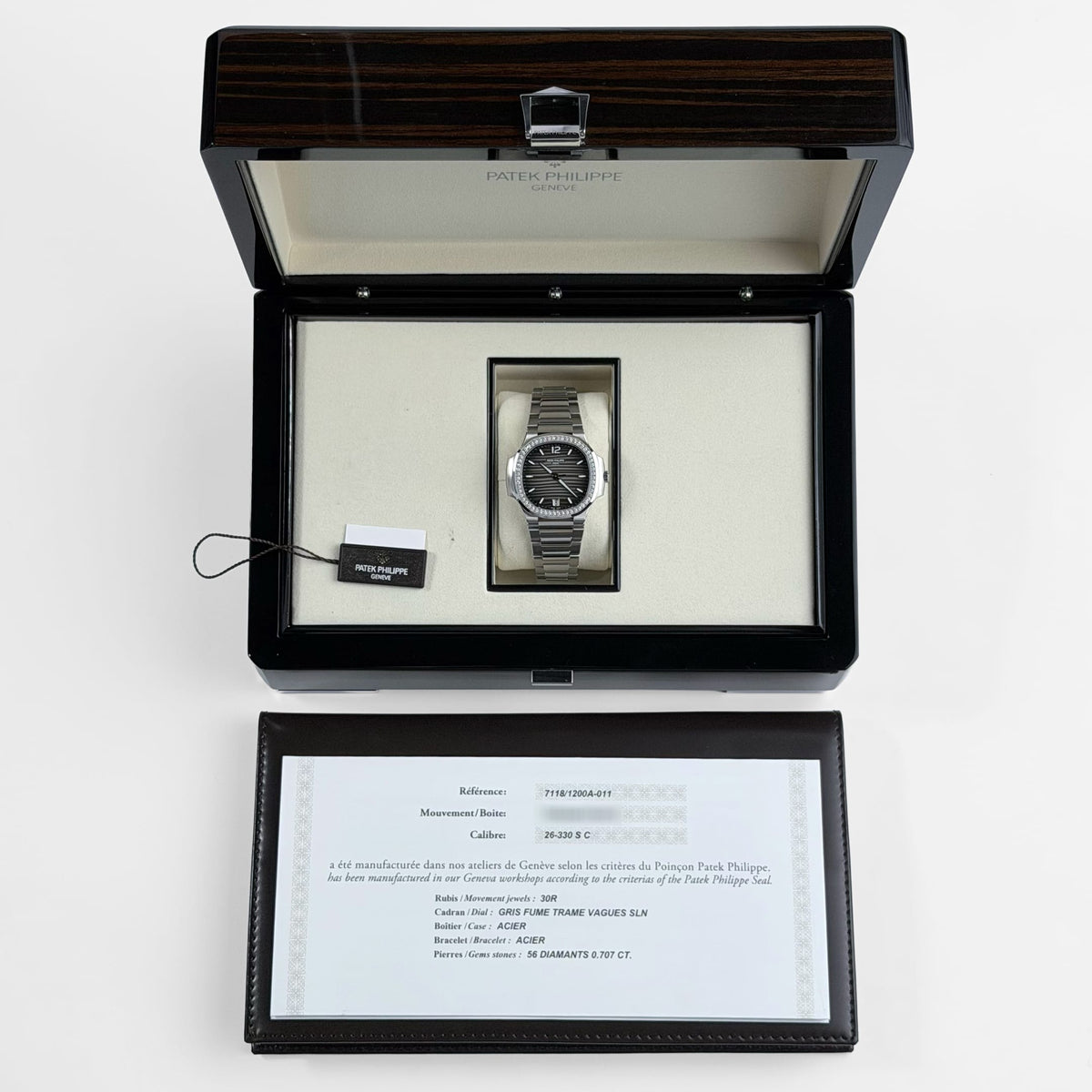 Patek Philippe Nautilus 7118/1200A-011 'Ladies' Stainless Steel Grey Dial Diamond Bezel (2024)