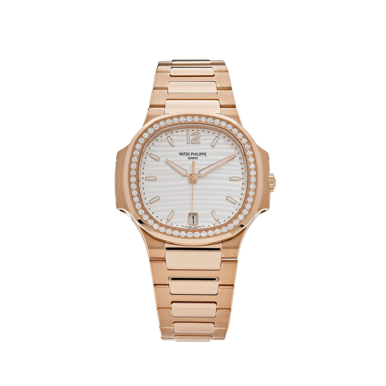 Patek Philippe Nautilus 7118/1200R-001 'Ladies Automatic' Rose Gold Silver Dial Diamond Bezel (2020)