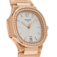 Thumbnail for Luxury Watch Patek Philippe Nautilus Rose Gold Diamond Bezel White Tiffany & Co. Dial 7118/1200R-001 Wrist Aficionado