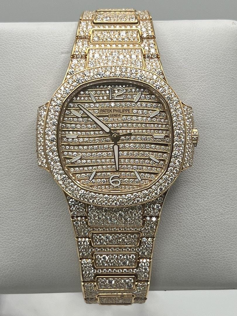 Luxury Watch Patek Philippe Nautilus Rose Gold Iced Out Diamond Set 7118/1450R-001 Wrist Aficionado