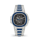 Patek Philippe Nautilus Haute Joaillerie 5990/1421G-001 Flyback Chronograph Travel Time White Gold Sapphire Grey Dial Sapphire Bezel (2026)