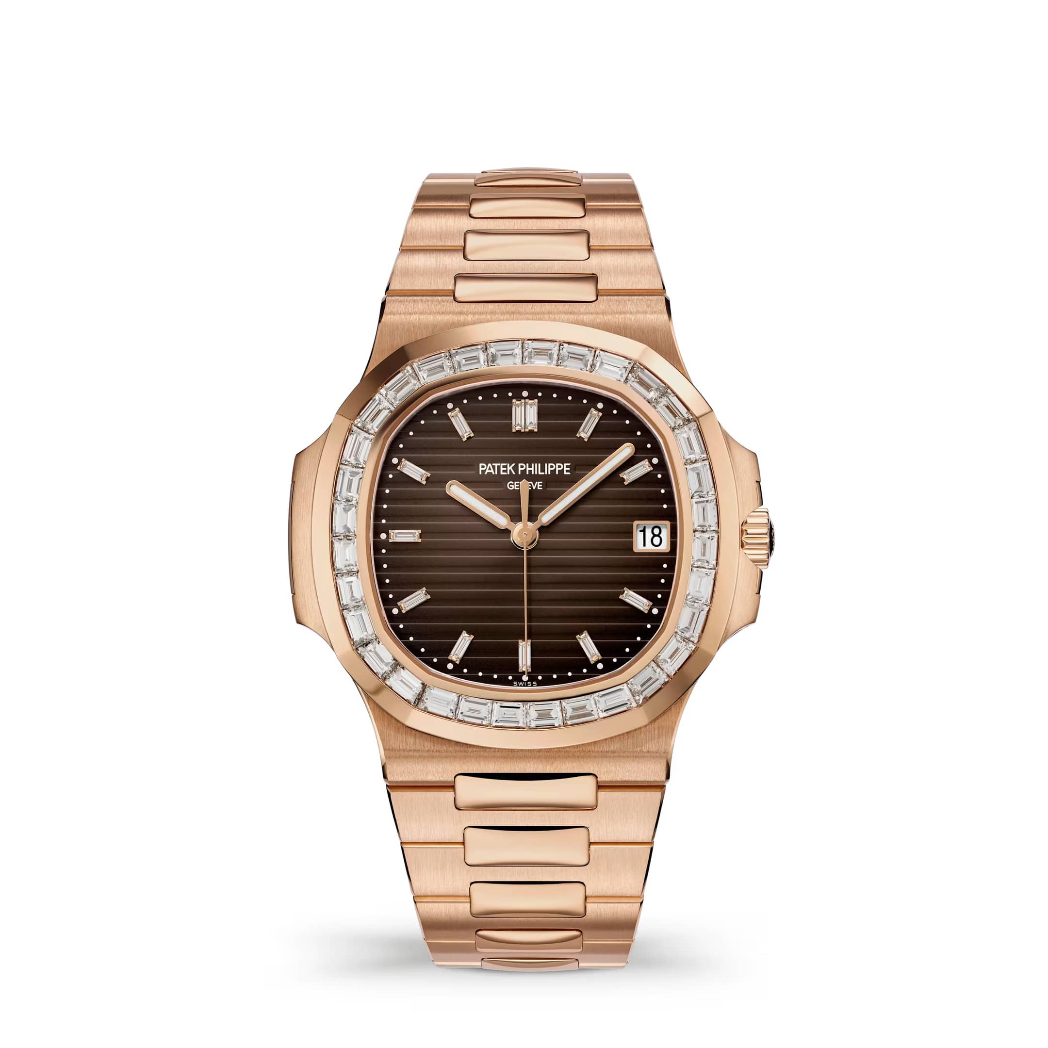 Patek Philippe Nautilus Joaillerie 5723/1R-010 Rose Gold Brown Dial Diamond Bezel (2026)