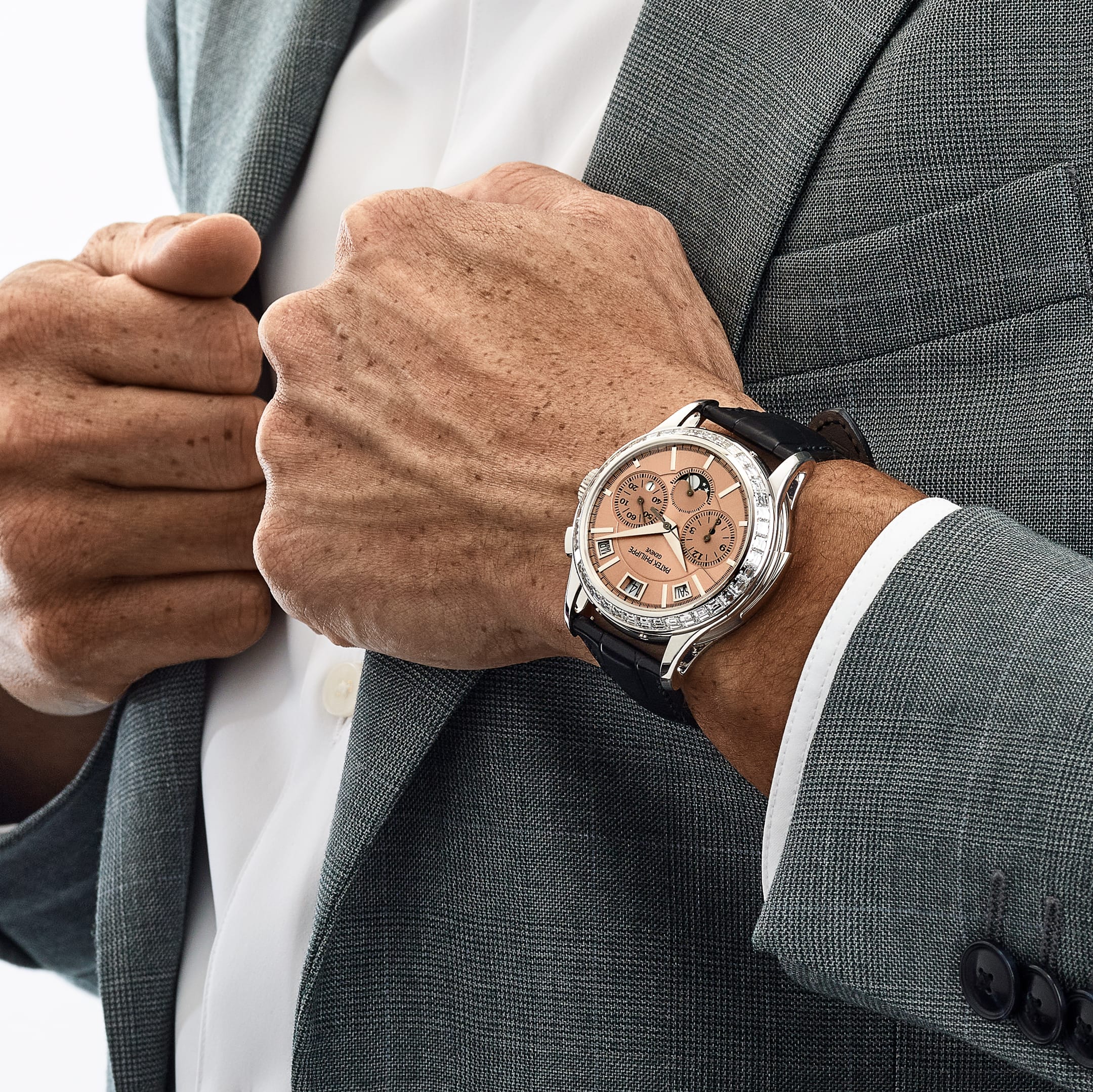 Patek Philippe Quadruple Grand Complications 5208/300P-010 Platinum Salmon Dial Diamond Baguette Bezel Limited Edition (2021)