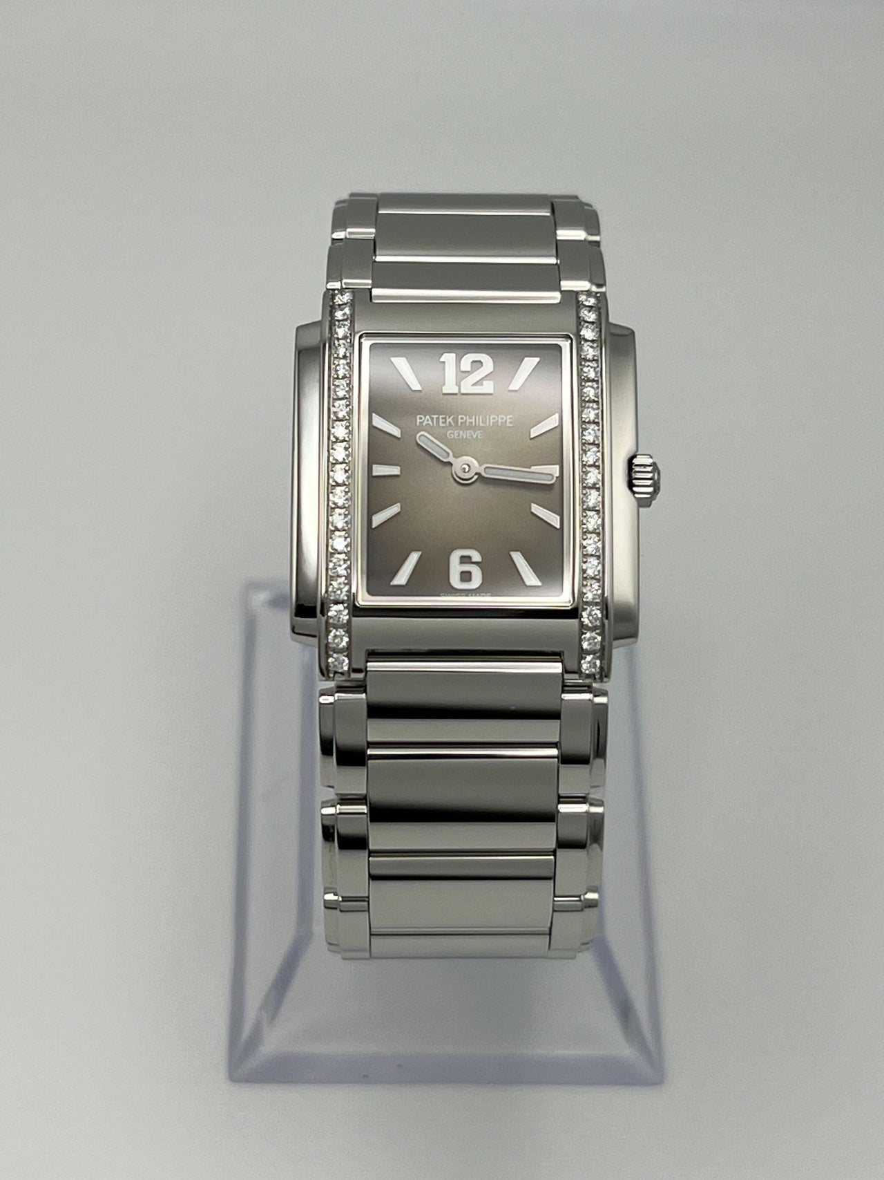 Patek Philippe Twenty-4 Quartz Ladies Watch Steel Gray Sunburst Dial 4910/1200A-010 Wrist Aficionado