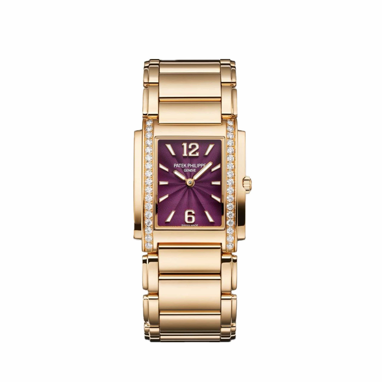 Patek Philippe Twenty-4 4910/1201R-010 'Ladies' Quartz Rose Gold Purple Dial Diamond Bezel