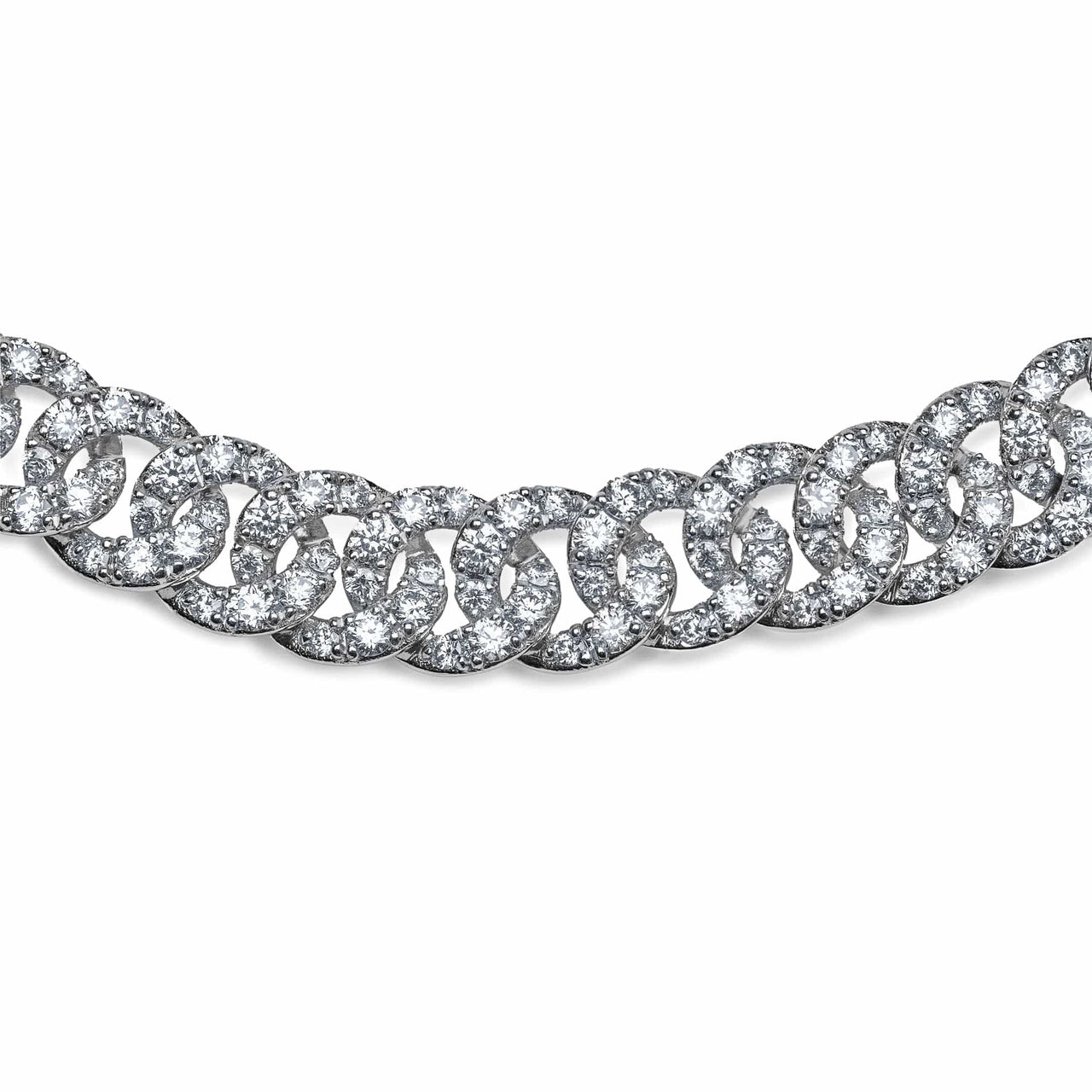 Pave Diamond White Gold Chain Link Necklace Wrist Aficionado