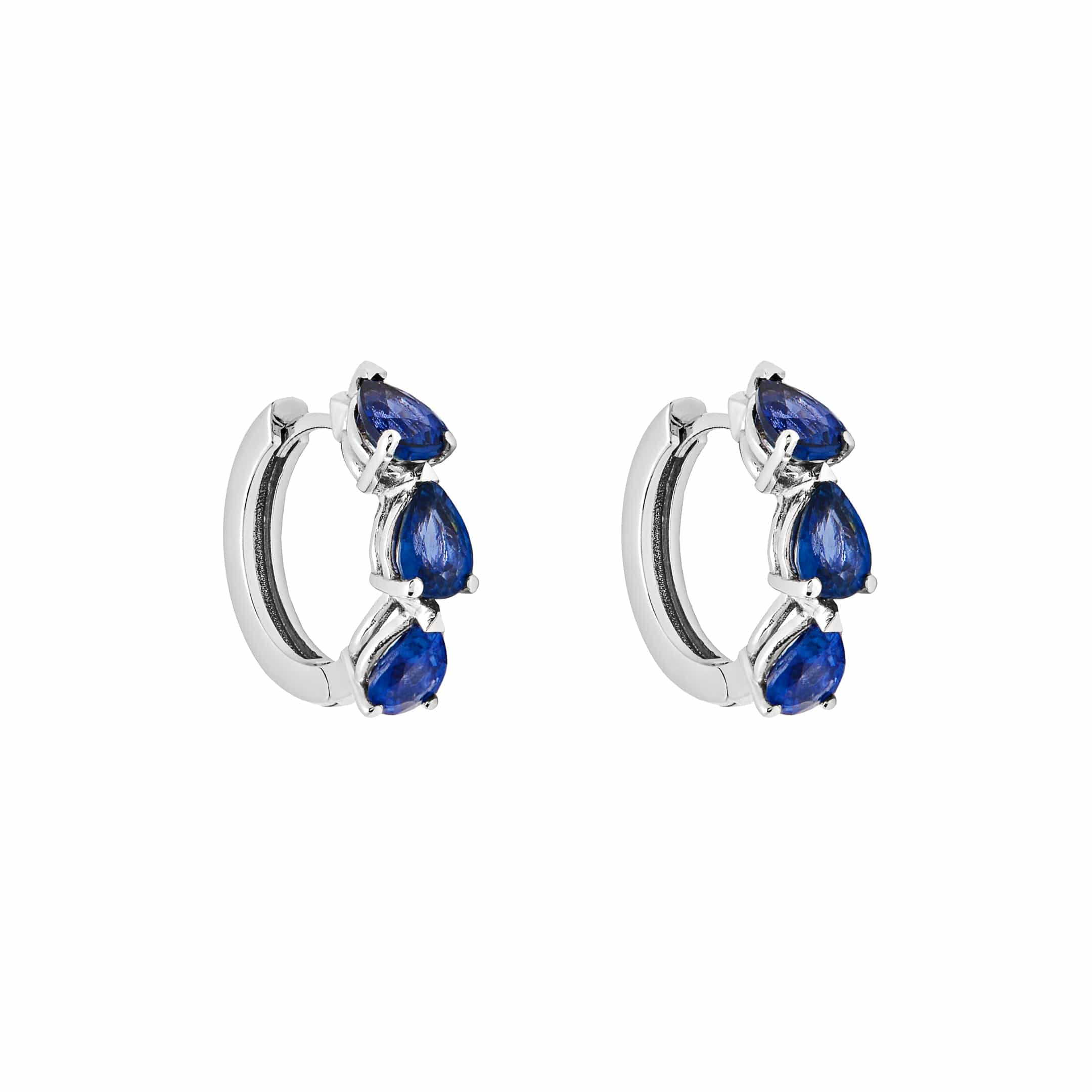 Pear-Shaped Blue Sapphire Huggies