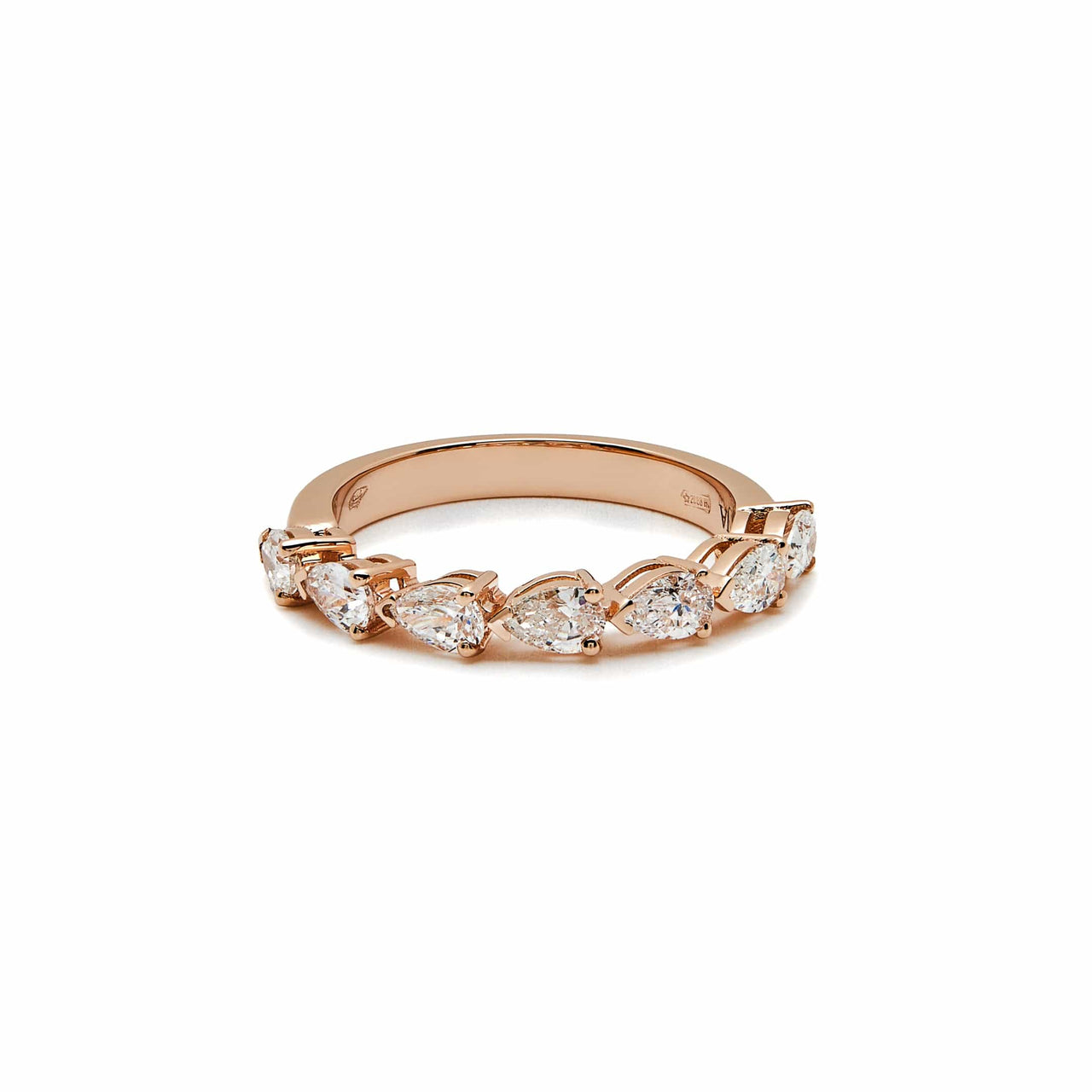 Pear-Shaped Diamond Half Eternity Rose Gold Band