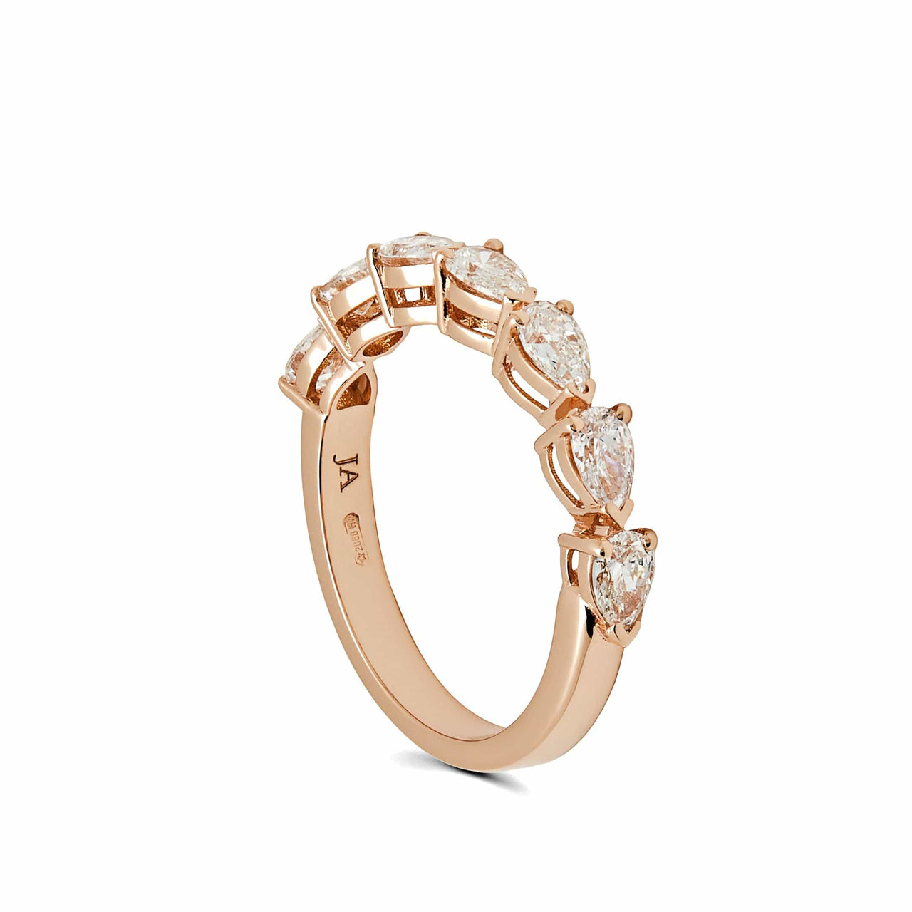 Pear-Shaped Diamond Half Eternity Rose Gold Band