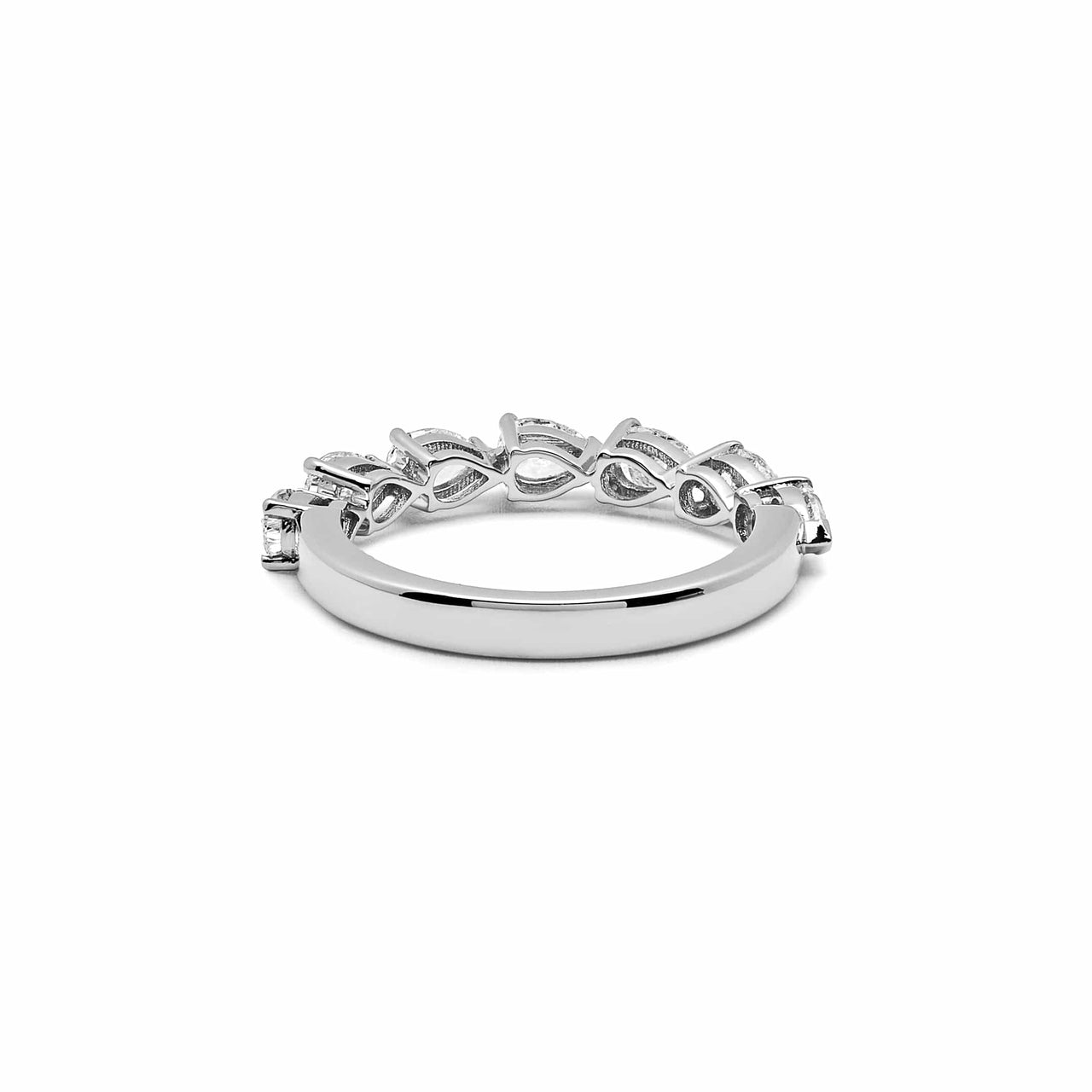 Pear-Shaped Diamond Half Eternity White Gold Band