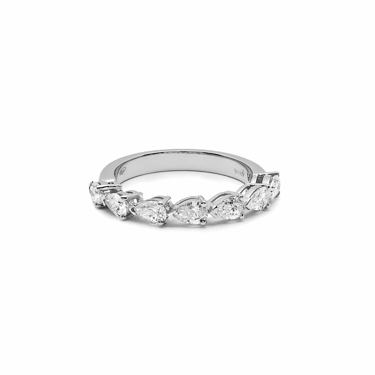 Pear-Shaped Diamond Half Eternity White Gold Band