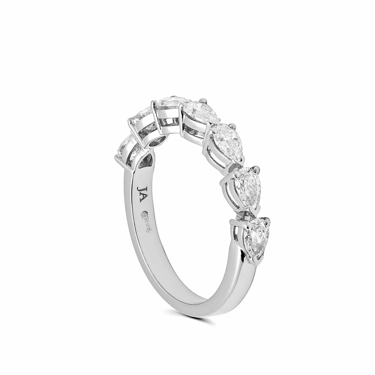 Pear-Shaped Diamond Half Eternity White Gold Band