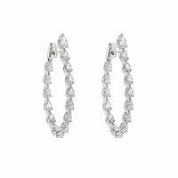 Thumbnail for Pear-Shaped Diamond Hoop Earrings in White Gold