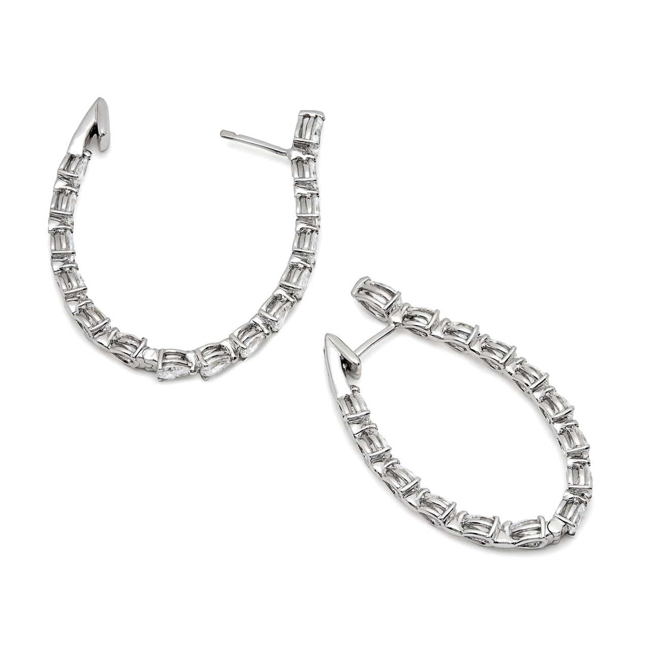 Pear-Shaped Diamond Hoop Earrings in White Gold