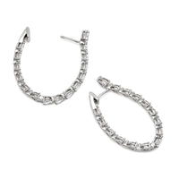 Thumbnail for Pear-Shaped Diamond Hoop Earrings in White Gold