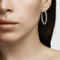 Thumbnail for Pear-Shaped Diamond Hoop Earrings in White Gold