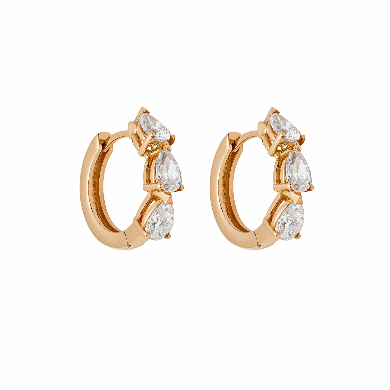 Pear-Shaped Diamond Huggies in Rose Gold