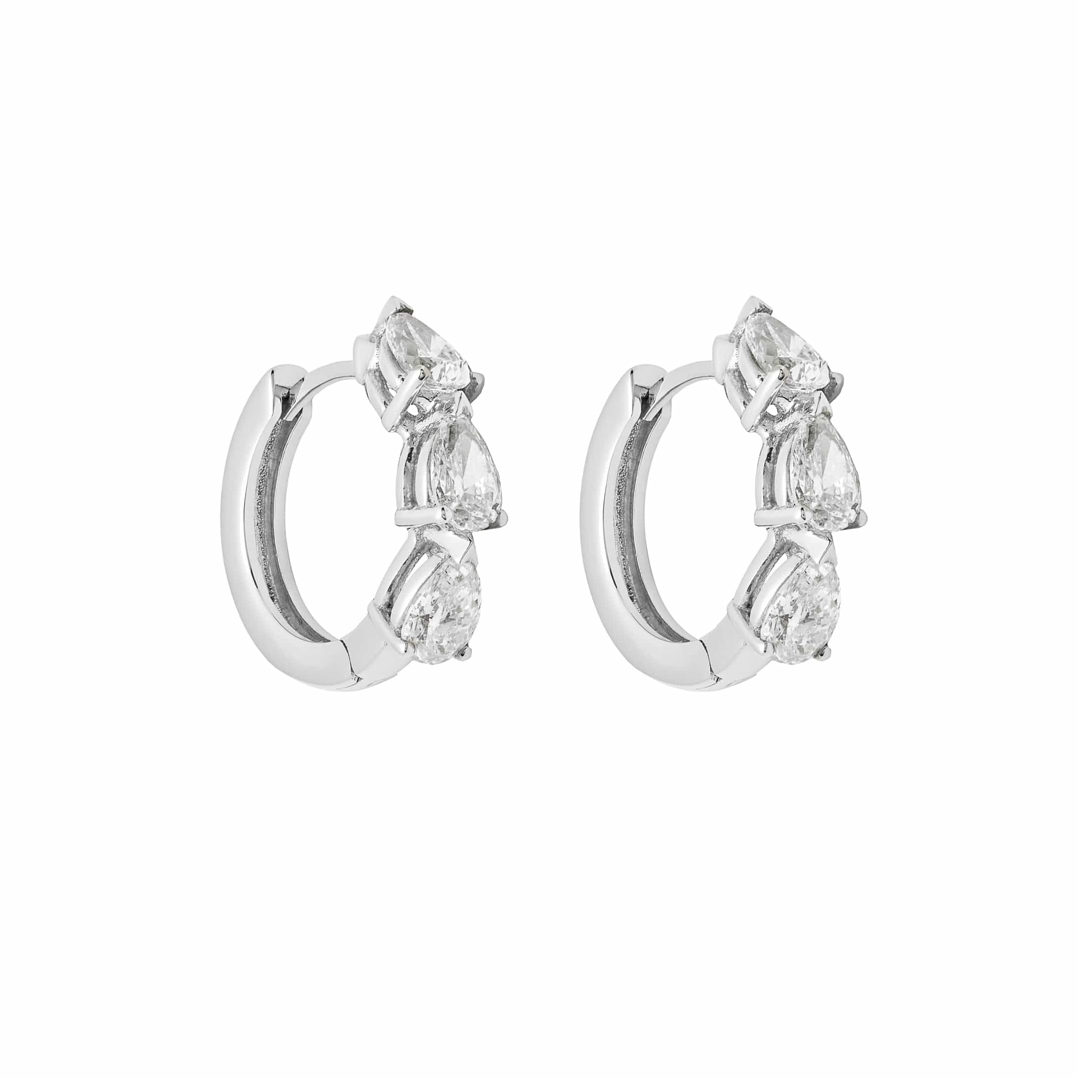 Pear-Shaped Diamond Huggies in White Gold