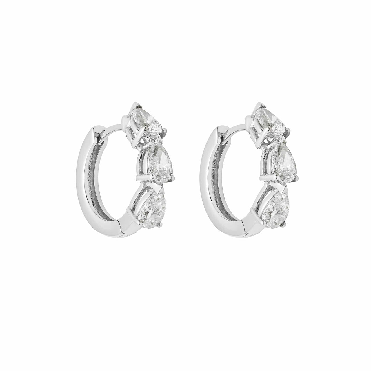 Pear-Shaped Diamond Huggies in White Gold