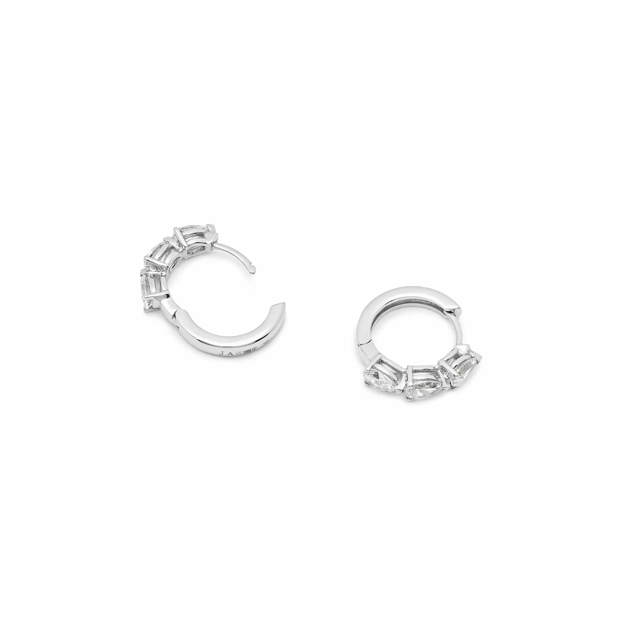 Pear-Shaped Diamond Huggies in White Gold